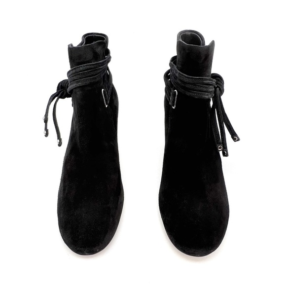 Rag & Bone Dalia II Bootie Size 37.5 - 7.5 Black Suede Ankle Boot Tie Stud New - Picture 7 of 14